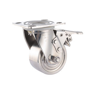 कुल स्टेनलेस स्टील कैस्टर ब्रेक ट्रॉली भारी शुल्क 4 "5" 6 "8" इंच "8" इंच" - Product Image 3