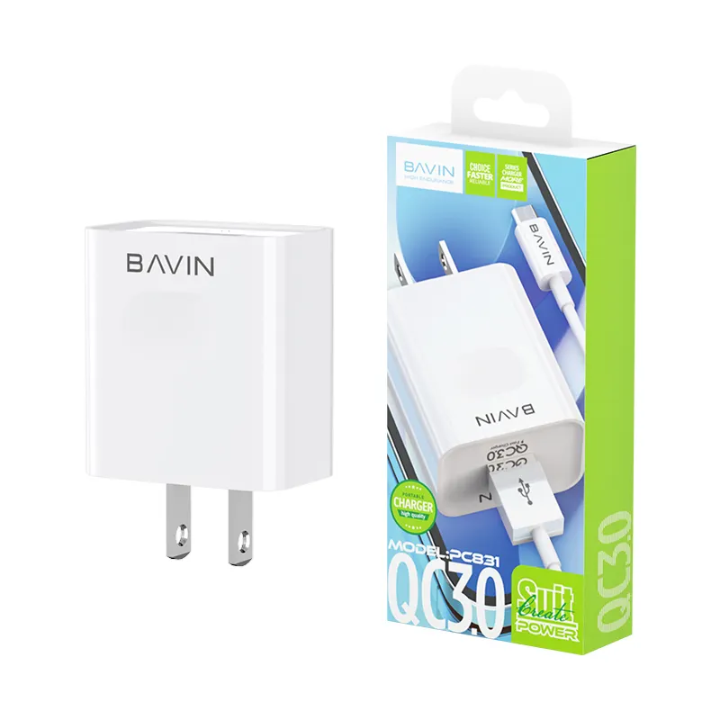 Bavin Cheap Wholesale Price Custom UK EU US Single Micro USB Port QC3.0 Charger QC 3.0 Fast Charging Mobile Phone Charger