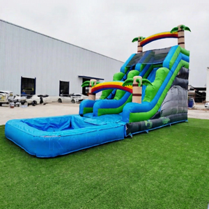 Heavy Duty Blue PVC Inflatable Water Park Palm Tree Backyard Bouncy <b>Slide</b> Combo For Family Entertainment - Product Image 1
