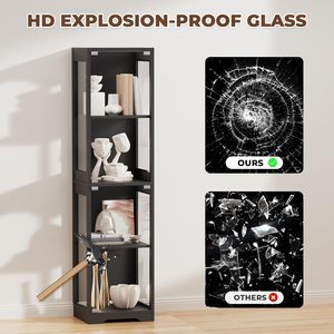 Vetrina Nera in Vetro con Illuminazione a LED a Tre Colori e Sistema di Sensori Corporei per Arredamento Soggiorno ed Esposizione per Collezionisti - Product Image 6