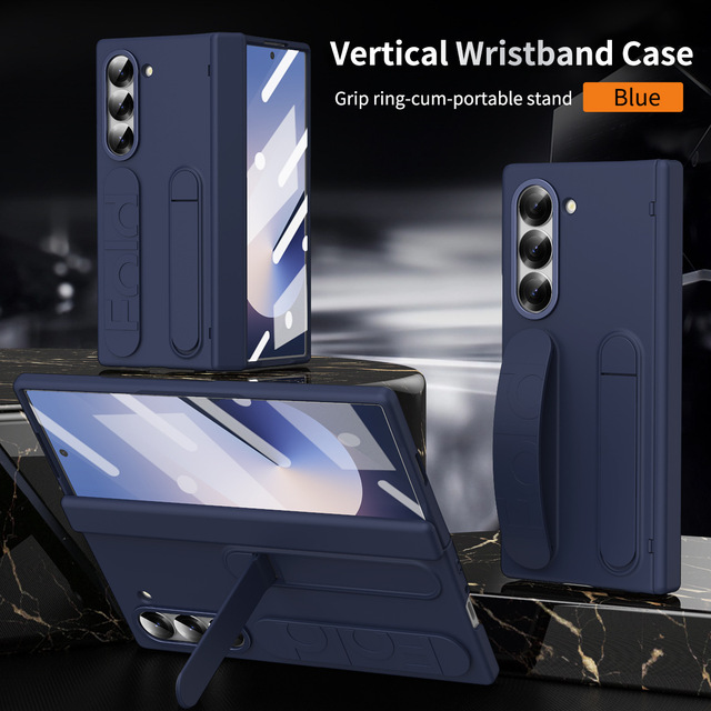 Wristband Kickstand Phone Case With Pen Slot Full Hinge Protection Built in Front Screen Film for Samsung Fold8 Ultra TriFold