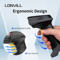 LONVILL - Escáner de Código de Barras Inalámbrico con Soporte, Lector de Códigos QR 1D y 2D, CMOS 640x480