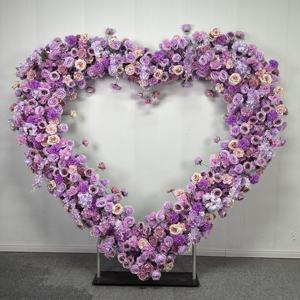 T-HFA090 Vente en gros Arche de fleurs en forme de cœur 3D Arche de fleurs de fond de scène Arche de fleurs artificielle Décoration pour décoration de mariage - Product Image 3