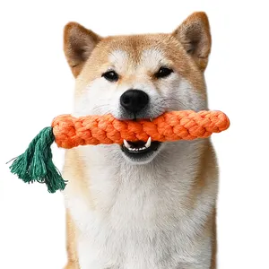 पालतू खिलौने हाथ से बुना हुआ गाजर कुत्ते के खिलौने कपास की रस्सी पालतू खिलौने