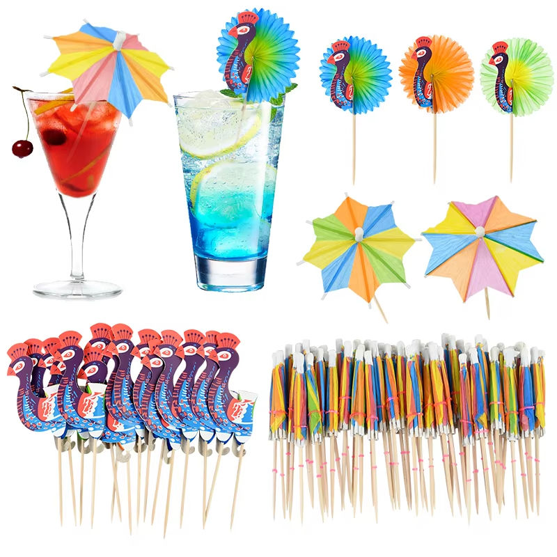 50pcs Hawaiian Cocktail Appetizer Picks Eco-Friendly Tropical