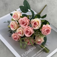 Bouquet de roses artificielles modernes en plastique réaliste, fleurs artificielles scintillantes en cristal, faites à la main, respectueuses de l'environnement, pour mariage