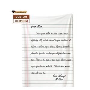 Venta al por mayor de fábrica, regalo personalizado, manta impresa, lavable a máquina, franela gruesa, manta con letras - Product Image 1