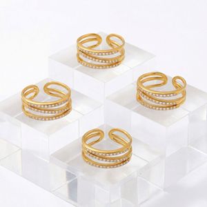 แหวนกันน้ำไม่หมอง 14k 18k ชุบทอง PVD แฟชั่น แหวนสแตนเลส 316L สำหรับผู้หญิง - Product Image 4