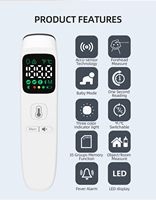 Thermomètre frontal intelligent Bluetooth multi-utilisateurs pour les familles, alerte de fièvre et suivi de la santé avec connectivité via application, alimentation électrique
