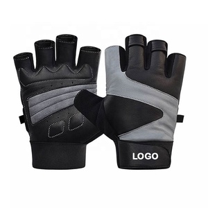 Guantes de cuero con logotipo personalizado para hombre y mujer, guantes de fitness para gimnasio, entrenamiento de pesas, ejercicio muscular, protección con logotipo personalizado - Product Image 1