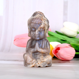 Sculpture de Bouddha en pierre de lune et cristal spirituel sculptée à la main en gros pour la méditation - Autres artisanats en cristal - Product Image 5