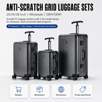 Ensemble de valises rigides en polycarbonate anti-rayures avec roulettes en forme de T, 20, 24 et 28 pouces, pour voyages d'affaires