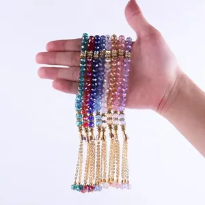 Handmade Eid Gift 99 glass Beads Muslim Islamic Islam Beads Tesbih 8mm Crystal Prayer Rosary Pendant