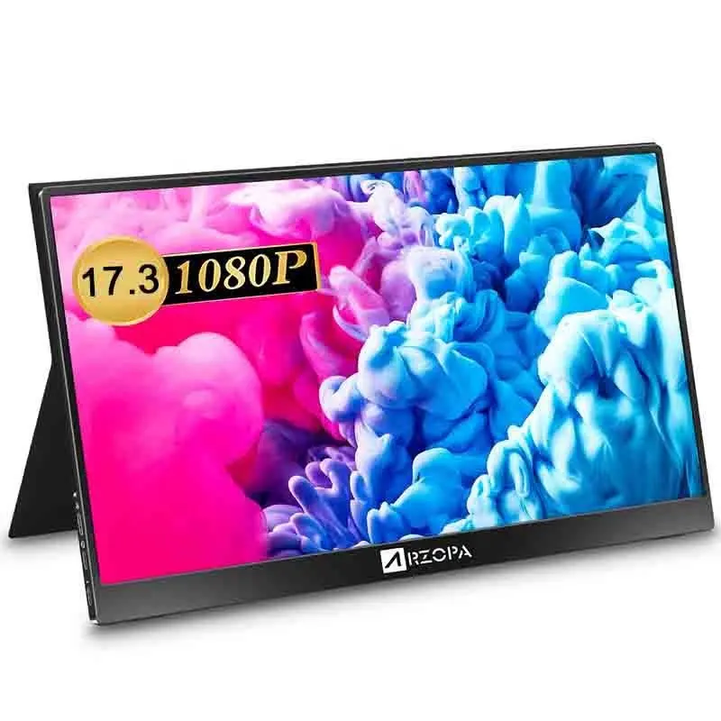 Yeni tasarım 60HZ 17.3 inç IPS LCD ekran 1080P FHD taşınabilir oyun monitörü gelen Arzopa 16:9 taşınabilir film ekranı