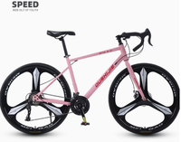 Nouvelle arrivée, vélo de course pour adultes à cadre en acier à haute teneur en carbone, roue intégrée à 3 rayons, frein à disque mécanique avant et arrière, multi-vitesses