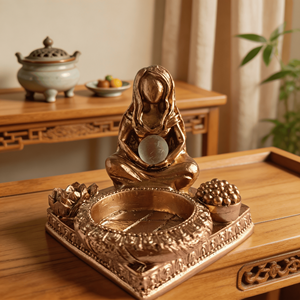 Figura Decorativa de Resina de Diosa Dorada Retro con Bola, Figuras de Altar de Brujería <span class=keywords><strong>Antigua</strong></span>, Adornos Decorativos para Escritorio - Product Image 1