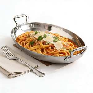 ZUNCK Assiette elliptique à double oreilles en acier rose doré luxueuse à trois niveaux pour steak et salade de fruits de mer de style occidental - Product Image 2