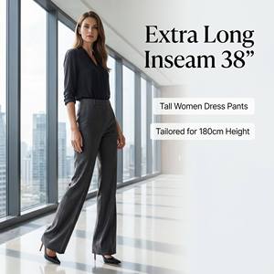 Pantaloni Professionali da Donna per Donne Alte, Lunghezza Interna 38, Pantaloni Business Extra Lunghi L38 Stile Marlene - Product Image 1