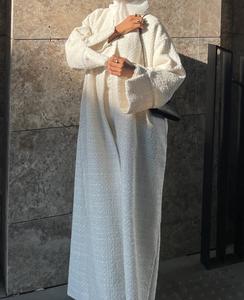 ウィルソン・ツイントゥーン・アバヤ・スリーブス・スリット・厚手・着物風・ドバイ・アバヤ（女性用）冬デザイン・秋・ムスリム服・プラスサイズ・ドレス - Product Image 4