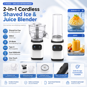Máquina <span class=keywords><strong>de</strong></span> Hielo Raspado Inalámbrica Recargable 2 en 1, Licuadora <span class=keywords><strong>de</strong></span> Jugos con Vaso Desmontable, Dispositivo para Hacer Hielo en Nieve y Smoothies Caseros - Product Image 2