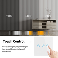 Interrupteur mural tactile intelligent Tuya ZigBee avec variateur de luminosité, compatible LED, contrôle à distance via application
