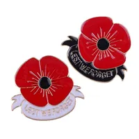Broche de esmalte promocional, insignias de solapa de flor de Amapola roja