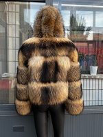 BEIZIRU Manteau long d'hiver pour femme en vraie fourrure de raton laveur, élégant et moelleux, avec chapeau personnalisé, vêtement d'extérieur de luxe naturel et tendance