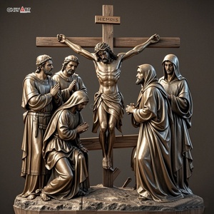 Estatua de bronce de religión católica cristiana Duodécima Estación de tamaño real Jesús muere Cruz famosa Jesús 14 estación escultura de latón - Product Image 4