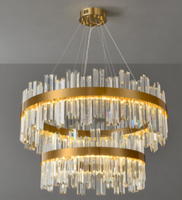 Lustre LED en cristal de luxe moderne, utilisation intérieure, suspension dorée post-moderne à intensité variable anti-éblouissement pour villa, restaurant, salon