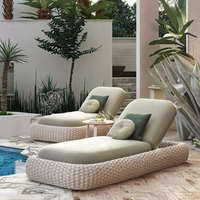 Bain de Soleil de Luxe Moderne et Classique pour Hôtels Cadre en Aluminium Terrasse de Villa Rotin Extérieur Pliant Chaise Longue de Jardin Piscine Parc
