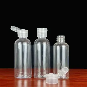 Plastique transparent 50ml 100ml 200ml 250ml bouteille de lotion PET vide bouteille de shampoing en plastique bouteille en plastique pour toner avec bouchon rabattable