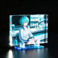 Support de présentation en cube acrylique horizontal épais en plastique dégradé, ornement de table sportif et de dessin animé, cadeau pour étudiant à faible MOQ