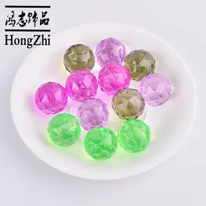 Hongzhi Transparent 24ミリメートルFaced Acrylic Round Beads Wholesale Recycled Plastic Beads Loose