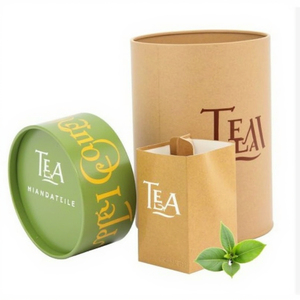 Biodegradable Kraft Paper <b>Round</b> Gift <b>Box</b> with Lid Custom Coffee & Food Packaging Canister Matt Lamination Options - Product Image 1