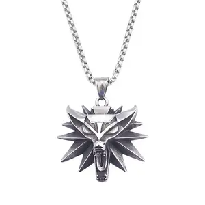 hot sale Mens Retro Wolf titanium steel Necklace Pendant for Teen Boy Adult Ceremony Gift Jewelry