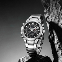 NAVIFORCE 9278 Montre numérique de luxe à double fuseau horaire avec bracelet en acier inoxydable, fabricants de montres LED en Chine, commerce