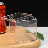 Boîte de rangement carrée en plastique transparent de qualité alimentaire en PS de 8 cm avec couvercle pour desserts et emballages cadeaux