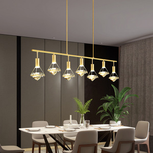 Candelabro de cobre Lámpara bar mesita de noche comedor forma de triángulo Cristal simple luz colgante para escaleras - Product Image 2