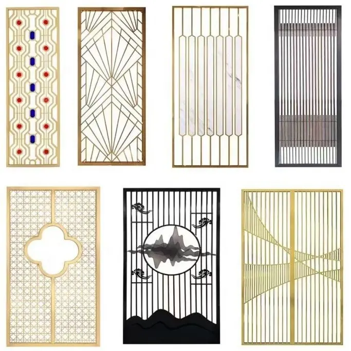 Golden Stainless Steel Decorative Designer Screens thickness 1-2mm laser cutting panels decorative room partition