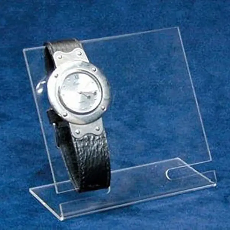 Suporte de exibição de relógio em acrílico em forma de L Suporte de relógio transparente Suporte de exibição de pulseira de joias para bancada