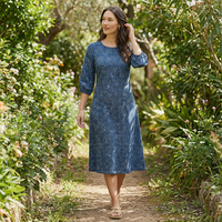 Robe longue maxi en laine crochetée imprimée pour femme, style OEM ODM, ample, à manches longues, en modal doux, vintage, élégante, pour le bureau ou les soirées, col montant, épaisse