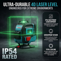 Niveau laser vert intelligent industriel 4D Biyoti BYT-4U DIY avec batterie Li-Ion, 16 lignes, télécommande, montage 360°, auto-nivelant