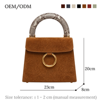 Caramel Suède Tote Bag met gepersonaliseerde pythonprint handvat, gestructureerde handtas voor dames, dagelijks gebruik, OEM op maat