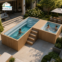 Piscine hors sol en fibre de verre de 20 et 40 pieds, avec façade en verre et structure en bois, pour jeux familiaux en extérieur, jacuzzi et spa – Meilleures ventes