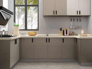 जियोरेज समूह लक्जरी लाइट गोल्ड हाई ग्लोसी लैसर मॉड्यूलर रसोई अलमारियाँ ओम होम स्टोरेज बिक्री हैंडल सिंक एक्सेसरी ऐक्रेलिक - Product Image 4