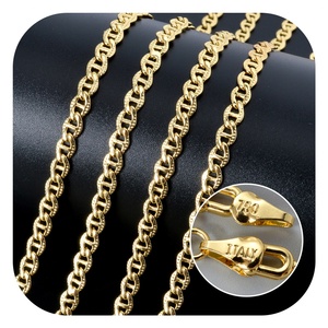 Collier tendance en laiton plaqué or 18 carats 750, forme d'œuf, chaîne de nez de cochon, maillons en forme de grain de café, unisexe, anniversaire - Product Image 1