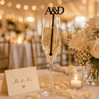 Agitateurs à boisson en acrylique noir personnalisés, découpe laser, monogramme, nom, étiquettes pour cocktails de bar pour mariage