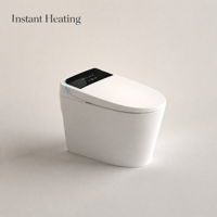 WC intelligent avec télécommande, bidet en céramique, siège chauffant, sécheur d'air, chasse d'eau automatique et buse autonettoyante