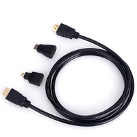 Cable HDTV 3 en 1 de 1.5m, Mini Micro HDTV a Macho a Macho, Convertidor para Cámara de Video, Tablet, PC, TV, Conector HDMI, Aplicación para Altavoces