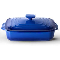 Grand plat à four carré en émail durable et écologique avec couvercles, idéal pour la cuisson et les casseroles